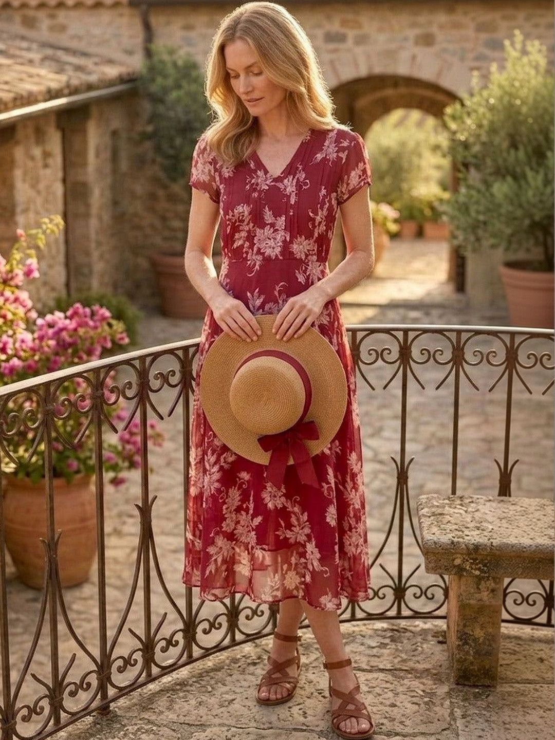 Souchii Floral Print Chiffon Fit & Flare Midi Dress-picture-56
