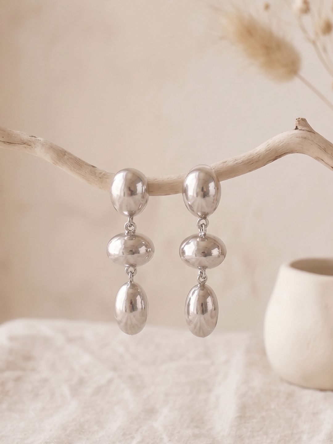 French Connection Silver-Plated Geometric Design Drop Earrings-picture-20
