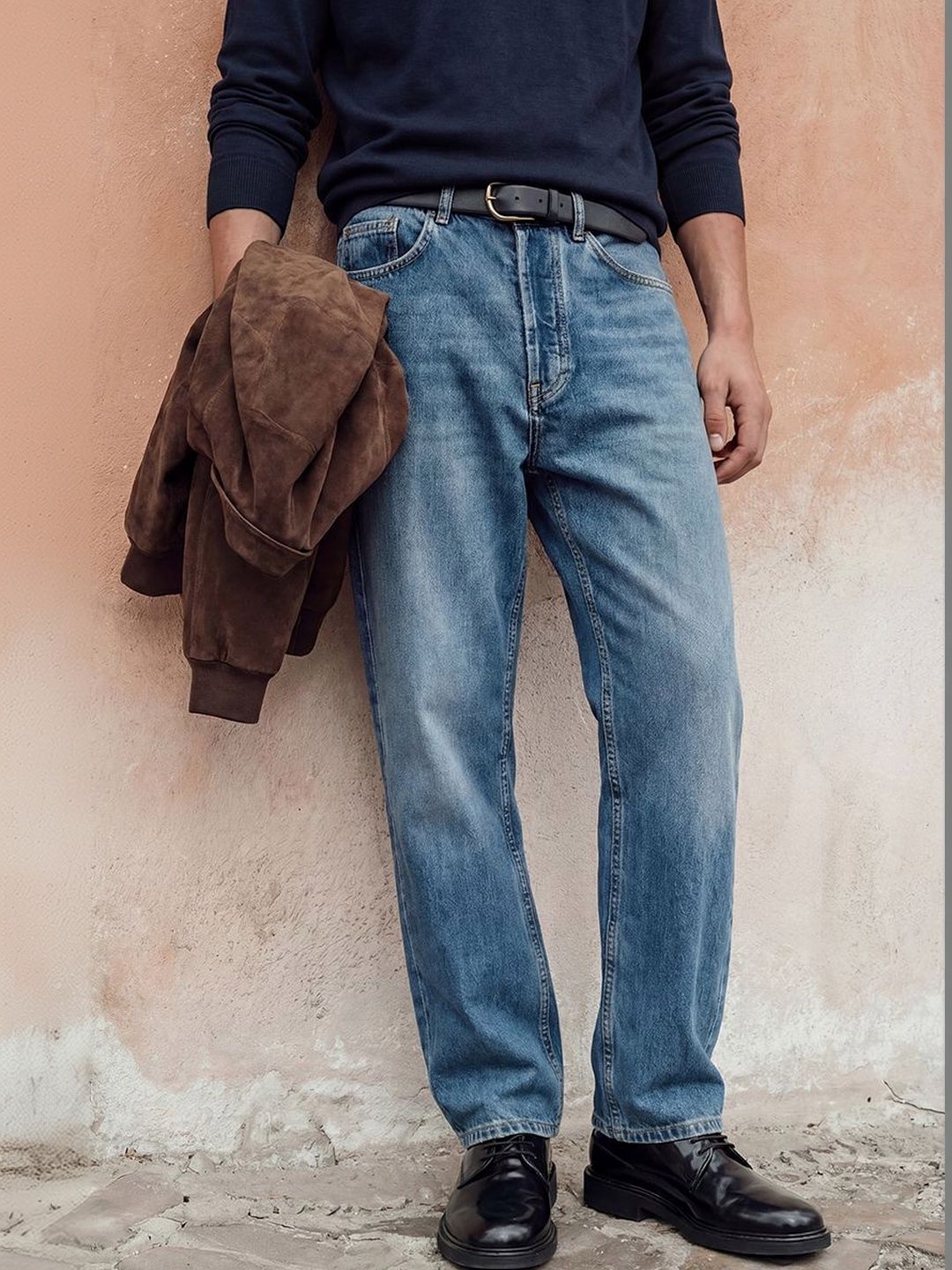 Snitch Blue Mid-Rise Straight Fit Jeans