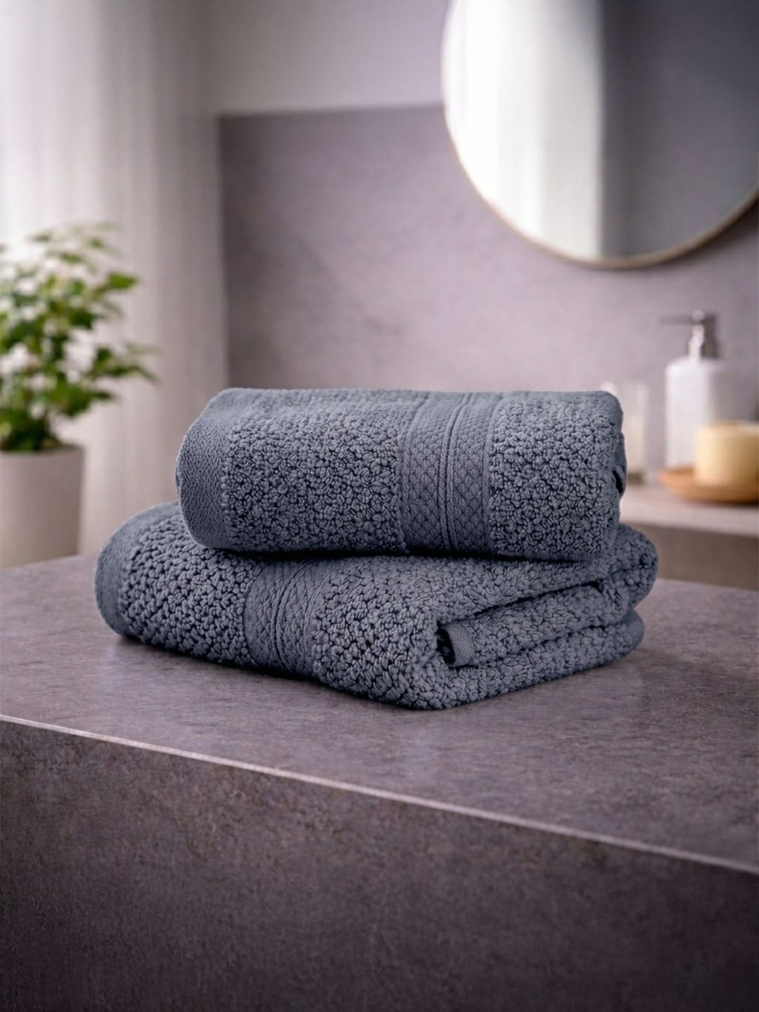 LANE LINEN 2-Pcs Grey Cotton 450 GSM Hand Towels-image-32