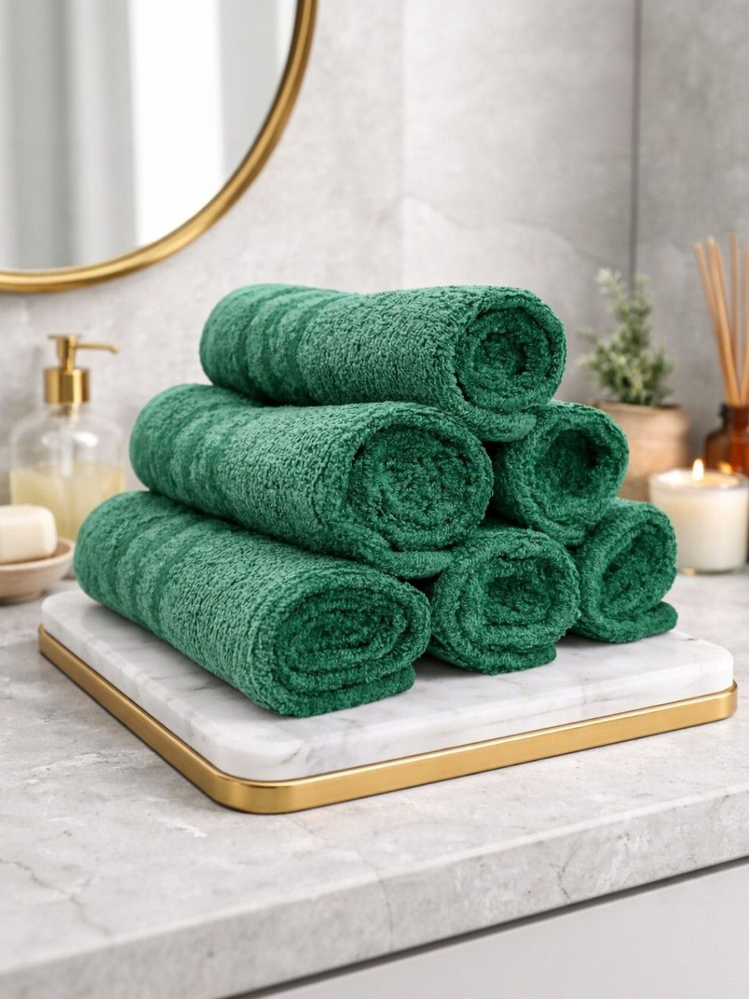 CasPure 6-Pcs Green Cotton 500 GSM Face Towels-image-20