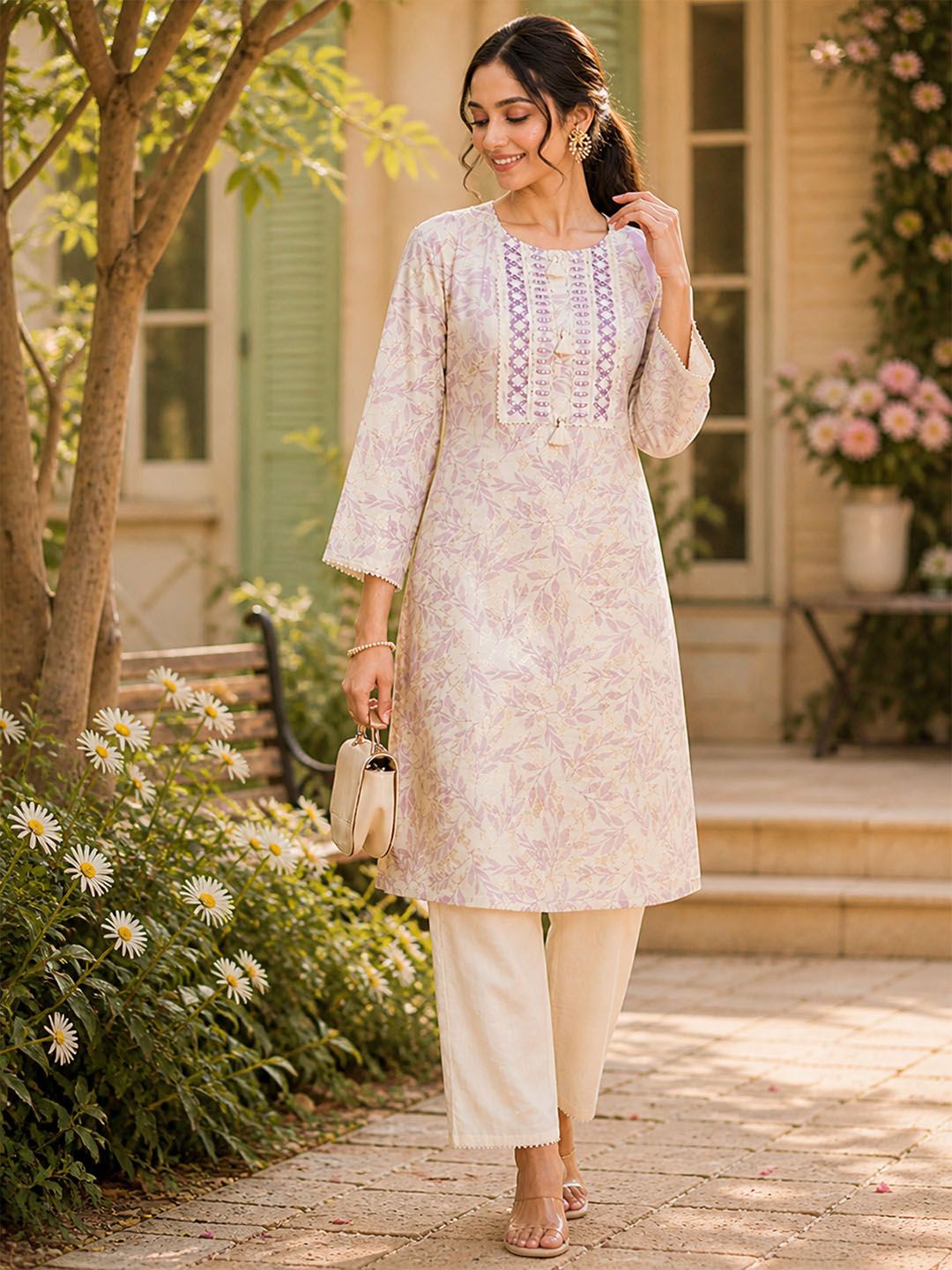Nayam By Lakshita Ethnic Motifs Printed Regular Thread Work Kurta with Trousers & Dupatta-picture-39