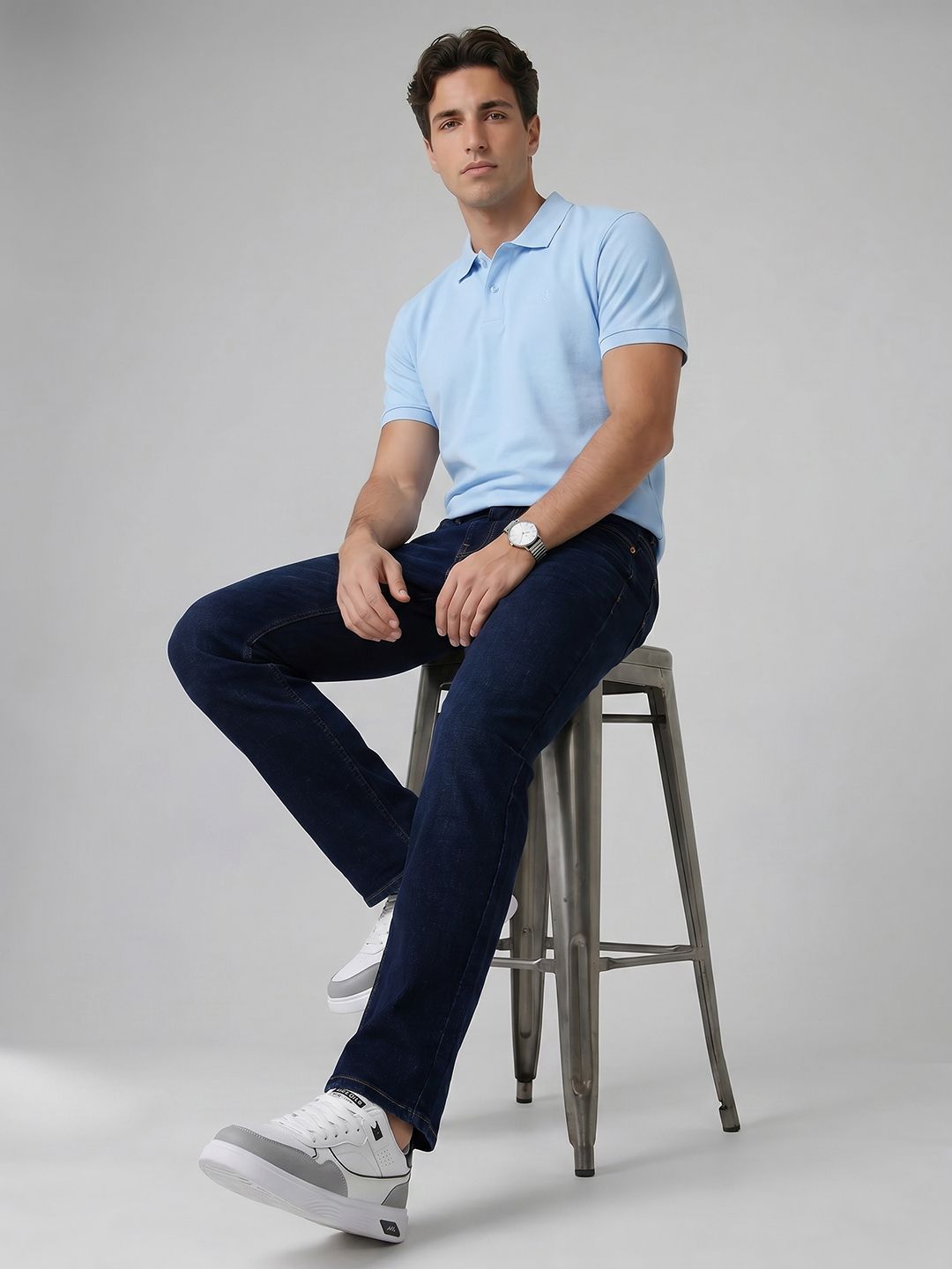 Spykar Men Ricardo Mid Rise Straight Fit Dark blue Jeans-image-30