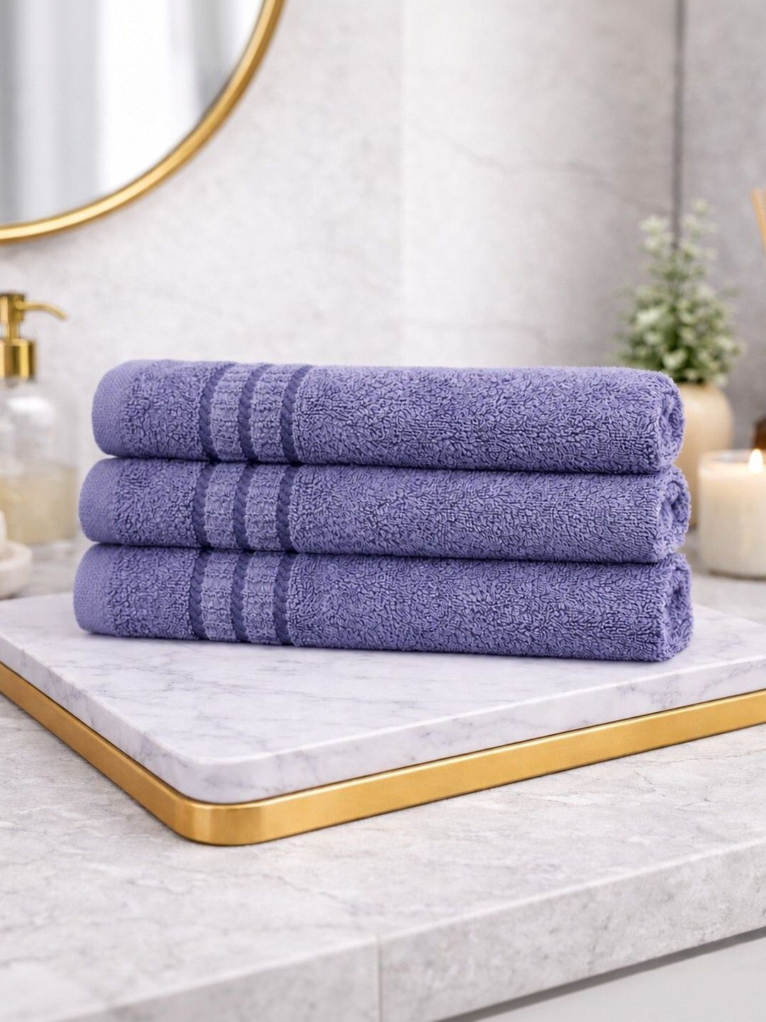 CasPure 3-Pcs Blue Cotton 600 GSM Hand Towels-image-31