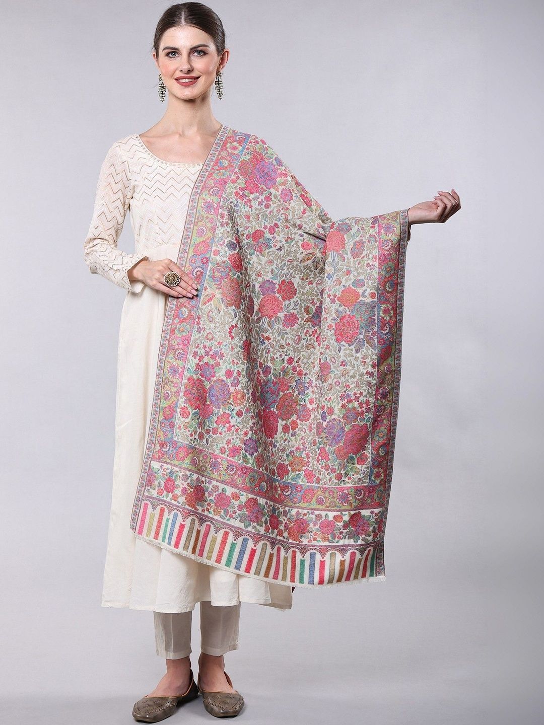 Exotic India Women Floral Woven Design Shawl-picture-38