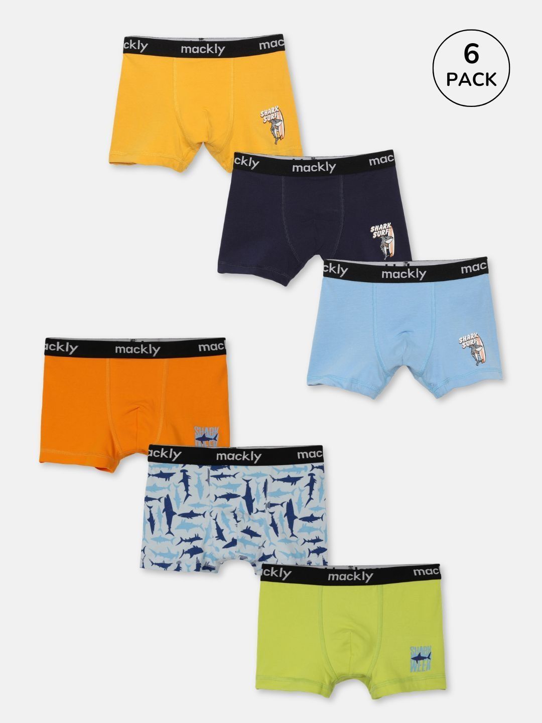 mackly Boys Pack Of 6 Assorted Cotton Stretchable Trunks-picture-55