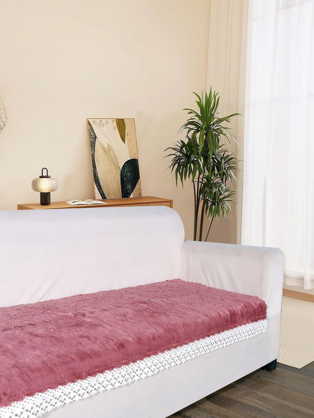 RD TREND Pink 1 Piece Sofa Cover Without Arms-image-47