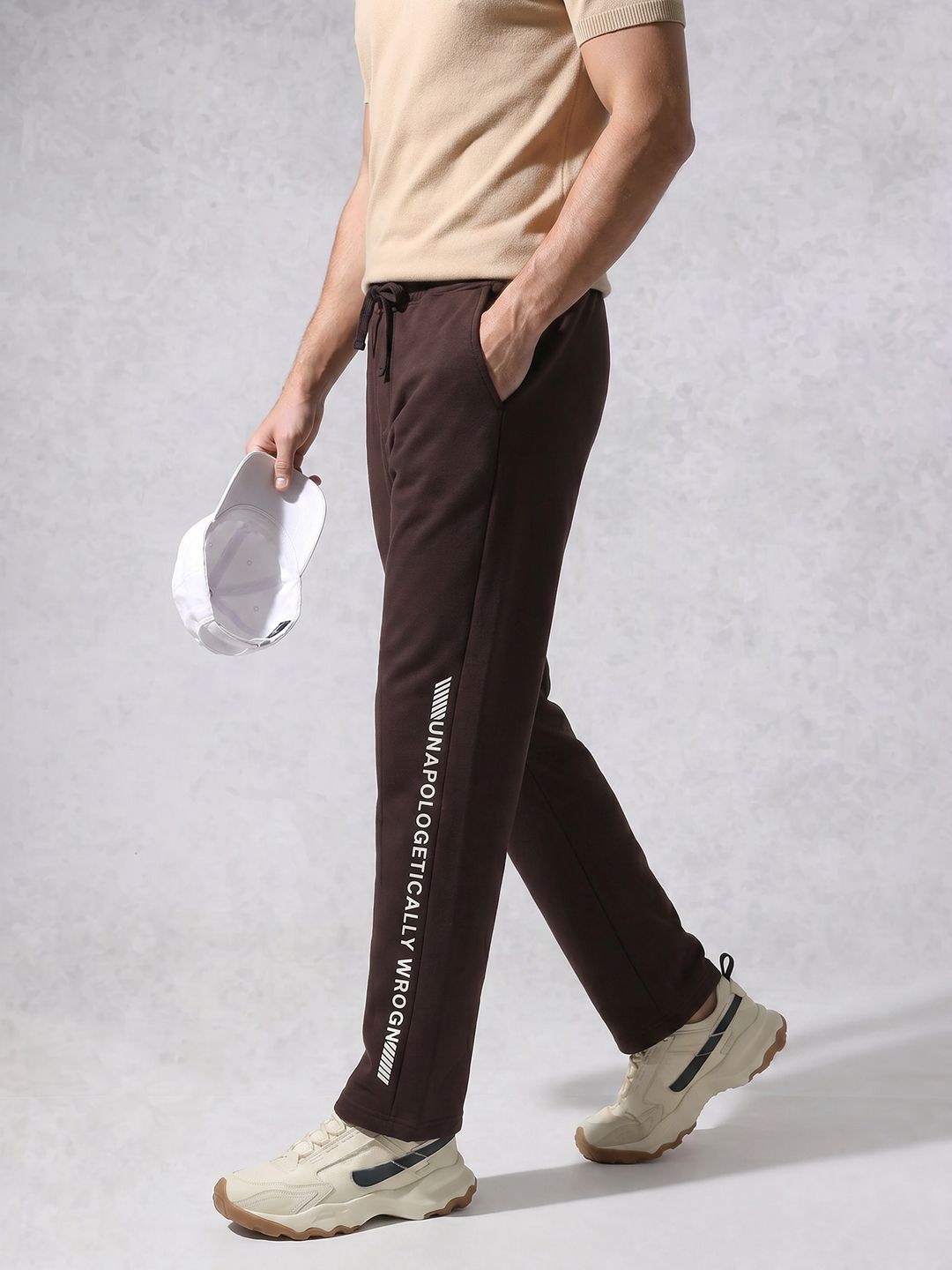 WROGN Men Relaxed Fit Typography Printed Track Pants-picture-29