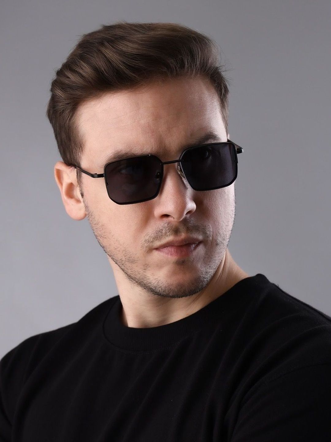 Mast & Harbour Unisex Black Lens & Black Square Sunglasses with-picture-38