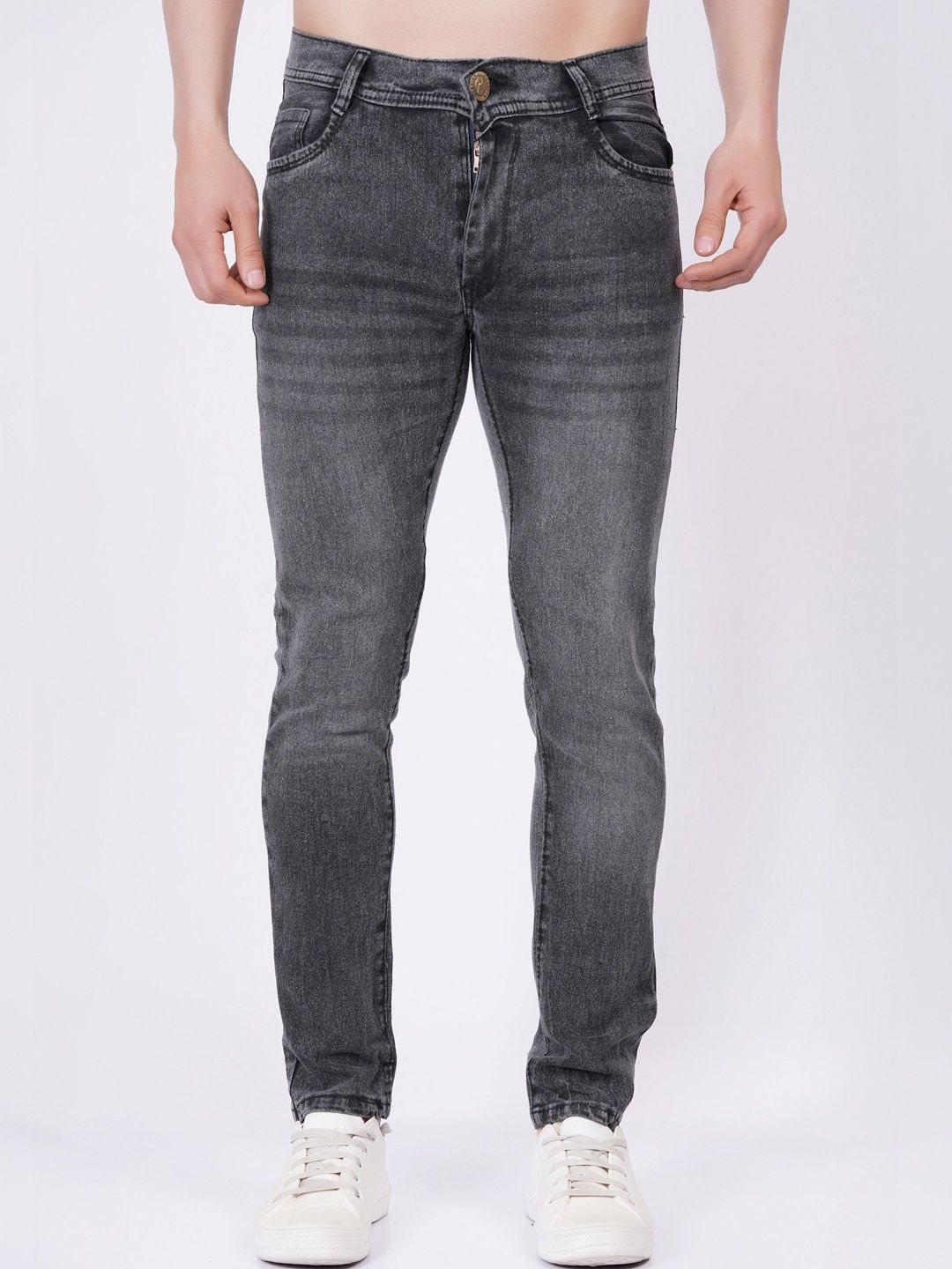 HERE&NOW Men Classic Relaxed Fit Mid-Rise Light Fade Stretchable Jeans-picture-51