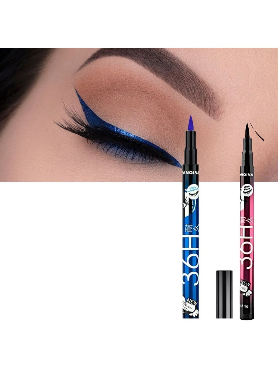Fluzov Set Of 2 Smudge Proof Long-Lasting Eyeliner - 8 ml Each - Black & Blue-picture-12