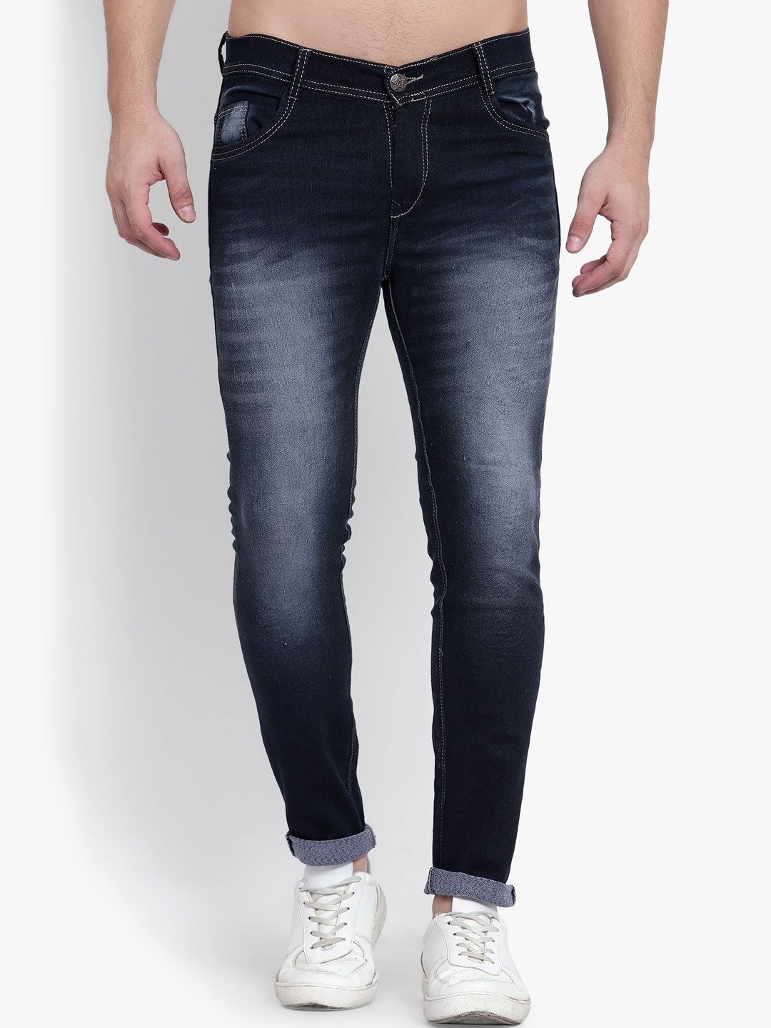MaverIQ Men Classic Regular Fit Mid-Rise Light Fade Stretchable Jeans-image-48