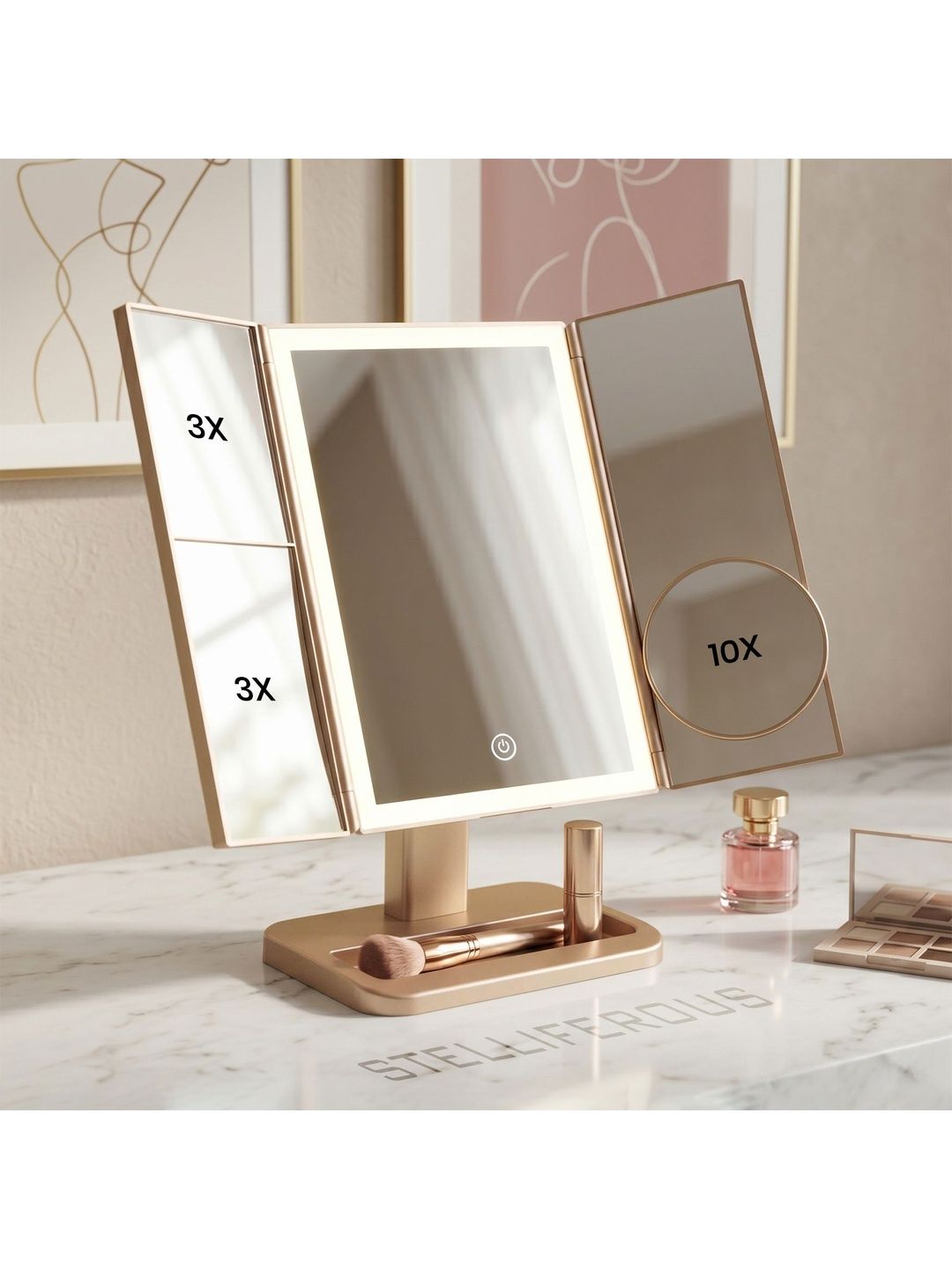Stelliferous Gold Rectangular Table Top Mirror-image-43