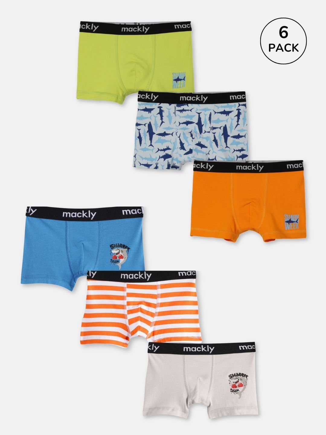 mackly Boys Pack Of 6 Assorted Cotton Stretchable Trunks-picture-31
