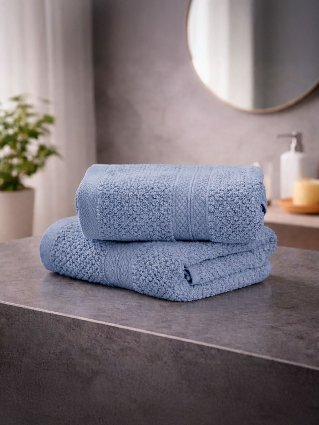 LANE LINEN 2-Pcs Blue Cotton 450 GSM Hand Towels-image-26