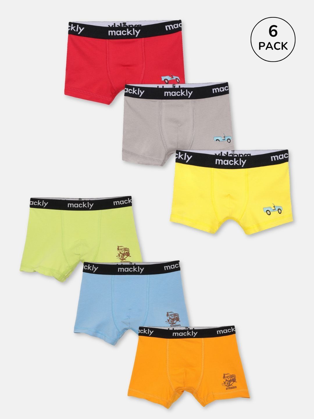 mackly Boys Pack Of 6 Assorted Cotton Stretchable Trunks-picture-35