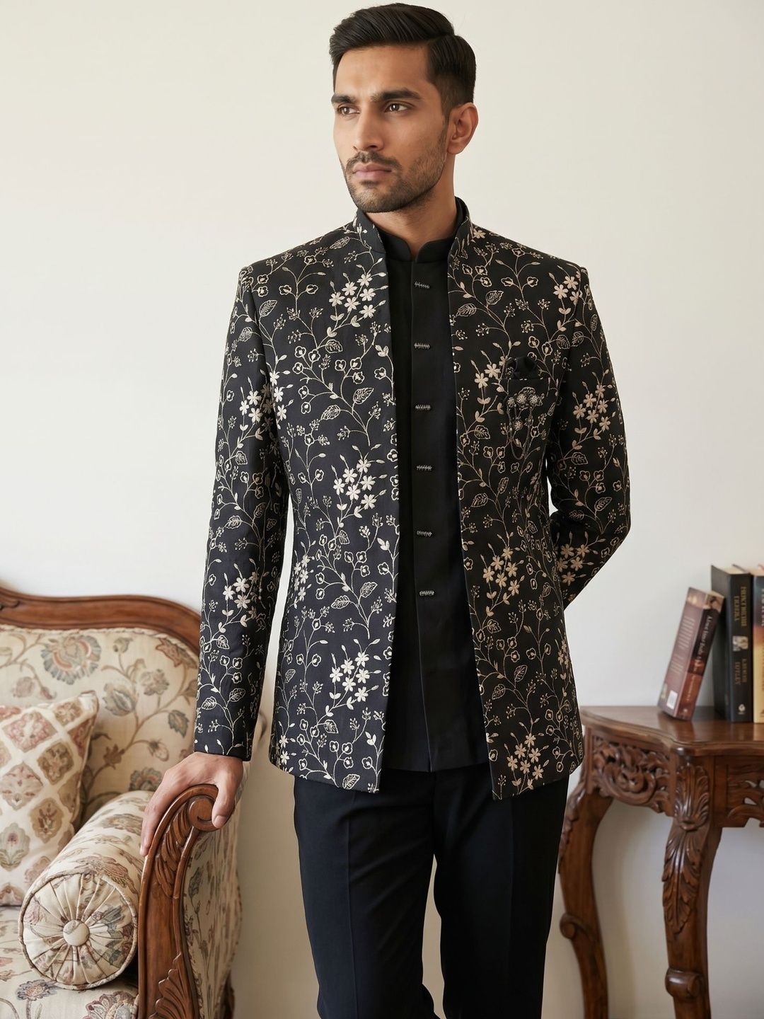 Jompers Embroidered Mandarin Collar Sherwani-picture-35
