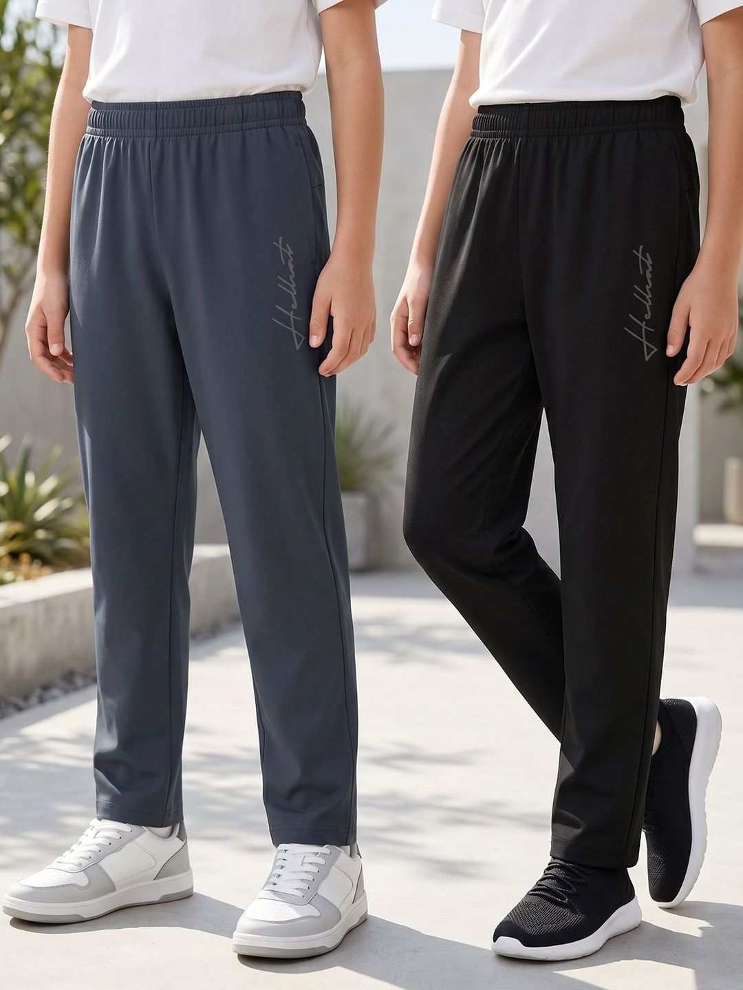 HELLCAT Boys Pack of 2 Regular Fit Brand Logo Training Track Pants-picture-12