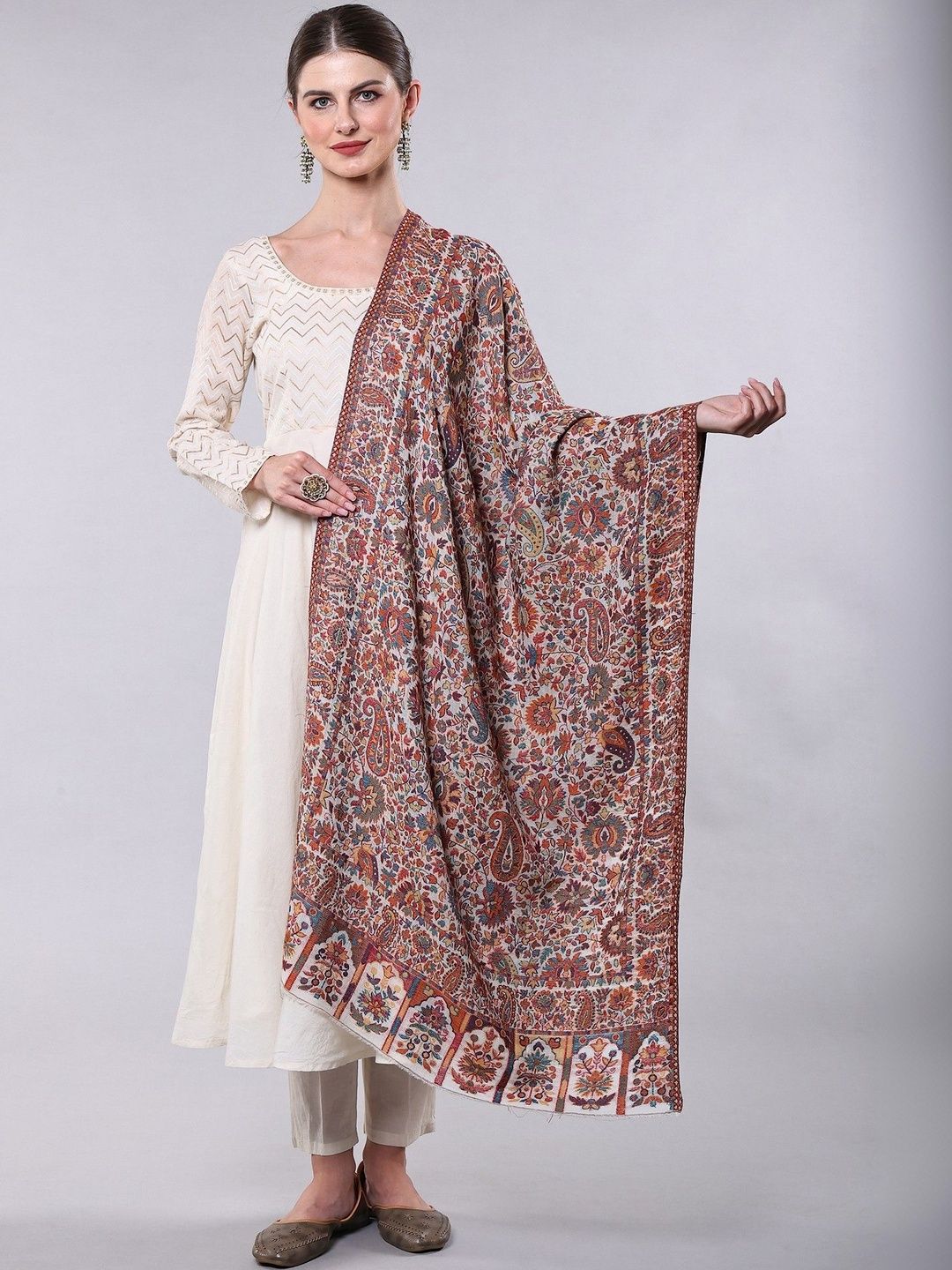 Exotic India Women Floral Embroidered Shawl-picture-39