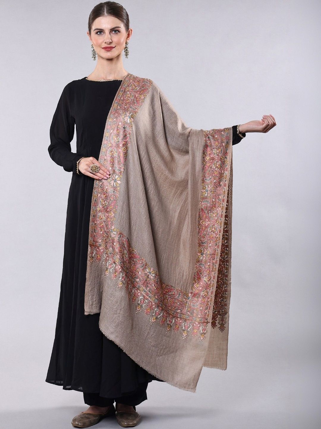 Exotic India Women Floral Embroidered Shawl-picture-57
