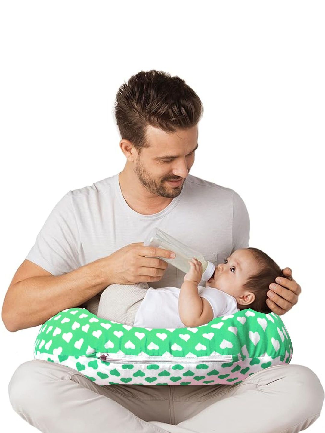 VParents Green Cotton Filled Polycotton Breathable Maternity Pillow-image-24