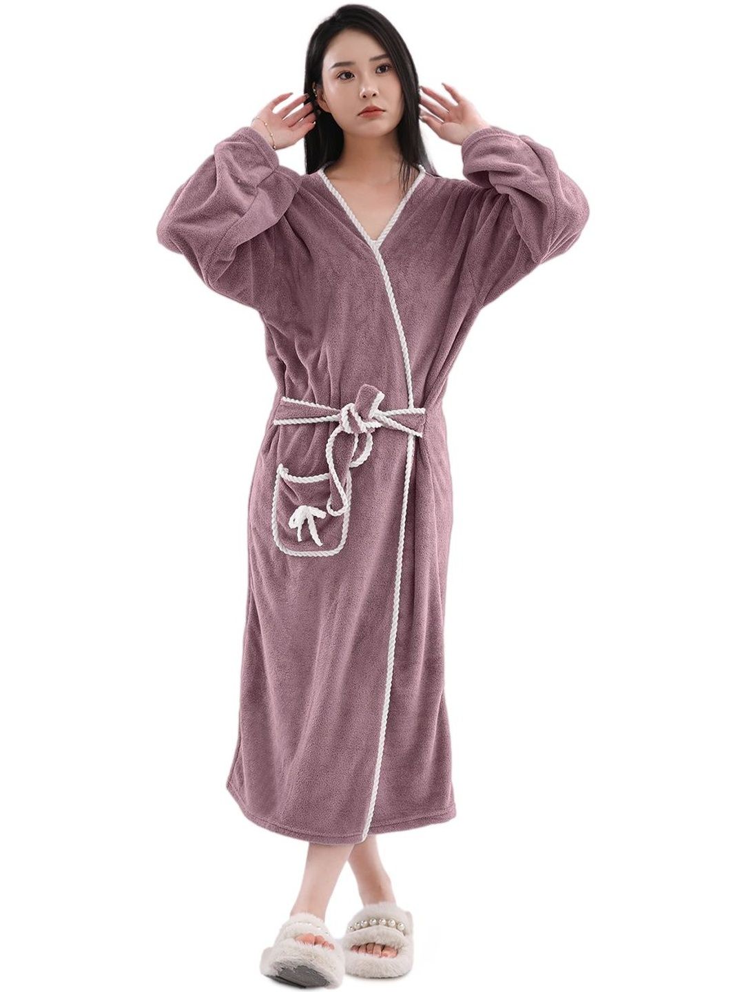 HOUSSE 350 GSM Soft Absorbent Bath Robe-picture-33