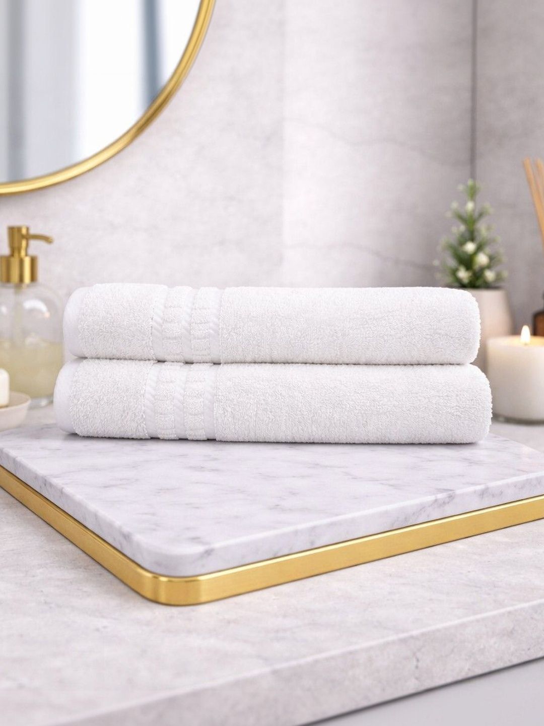 CasPure 2-Pcs White Cotton 600 GSM Hand Towels-image-20