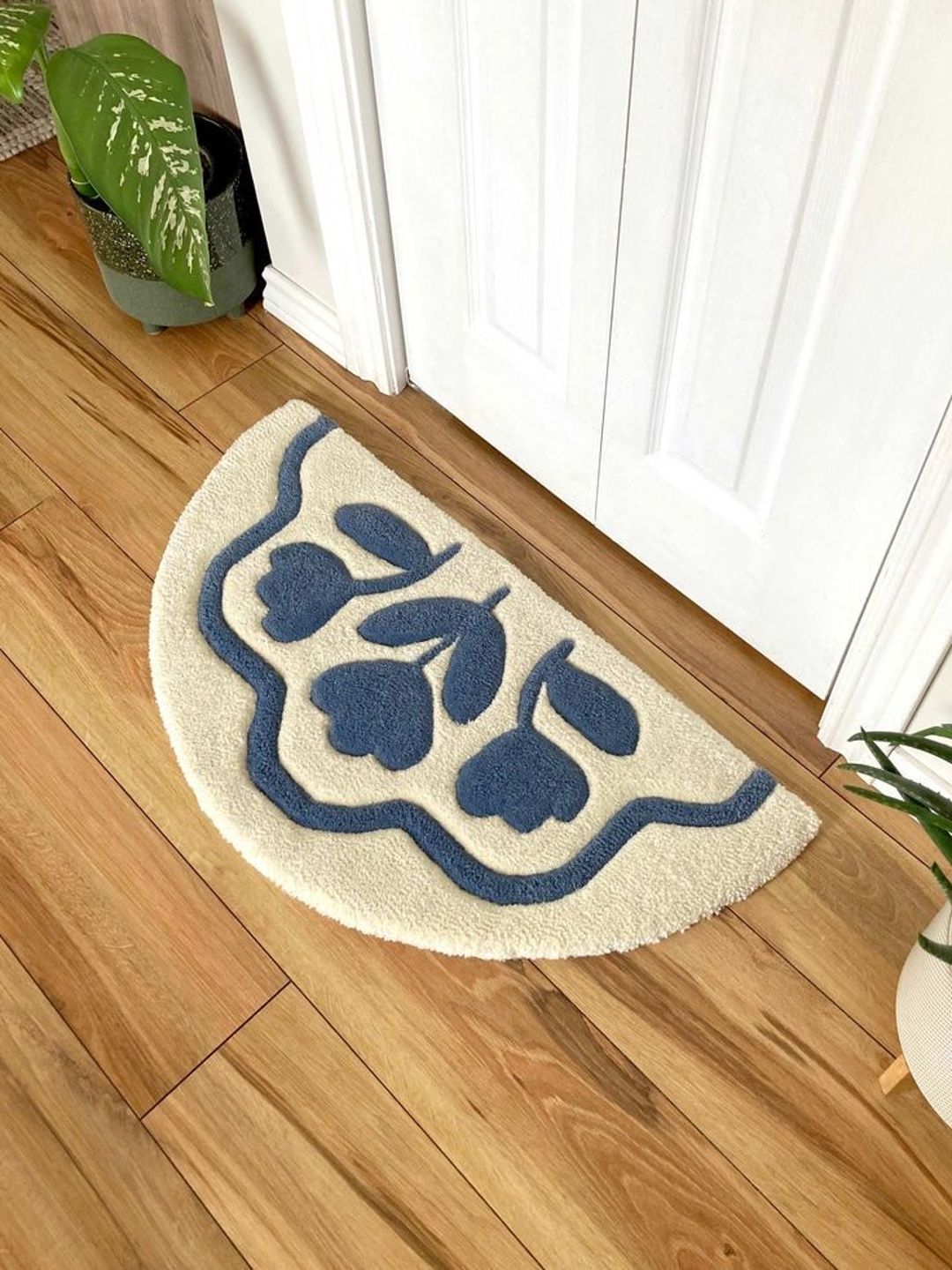 Homio Cream & Blue Self-Designed Anti-Slip Microfibre Doormat-picture-23