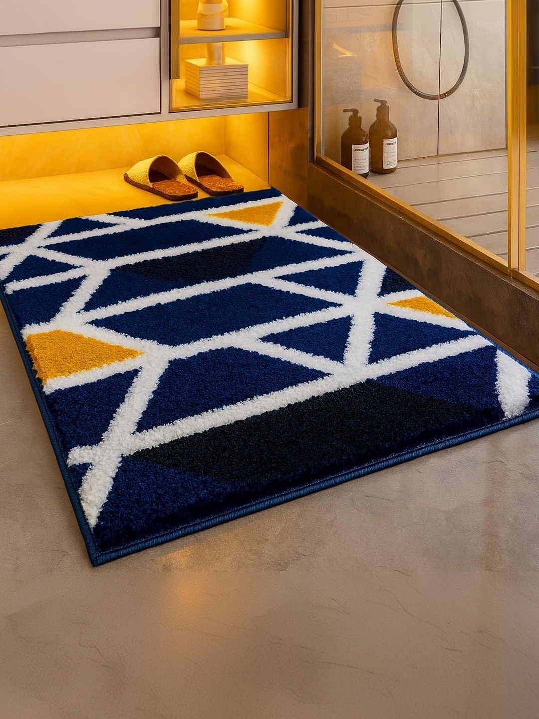 Homio Navy-Blue Self-Designed Anti-Slip Microfibre Doormat-picture-54