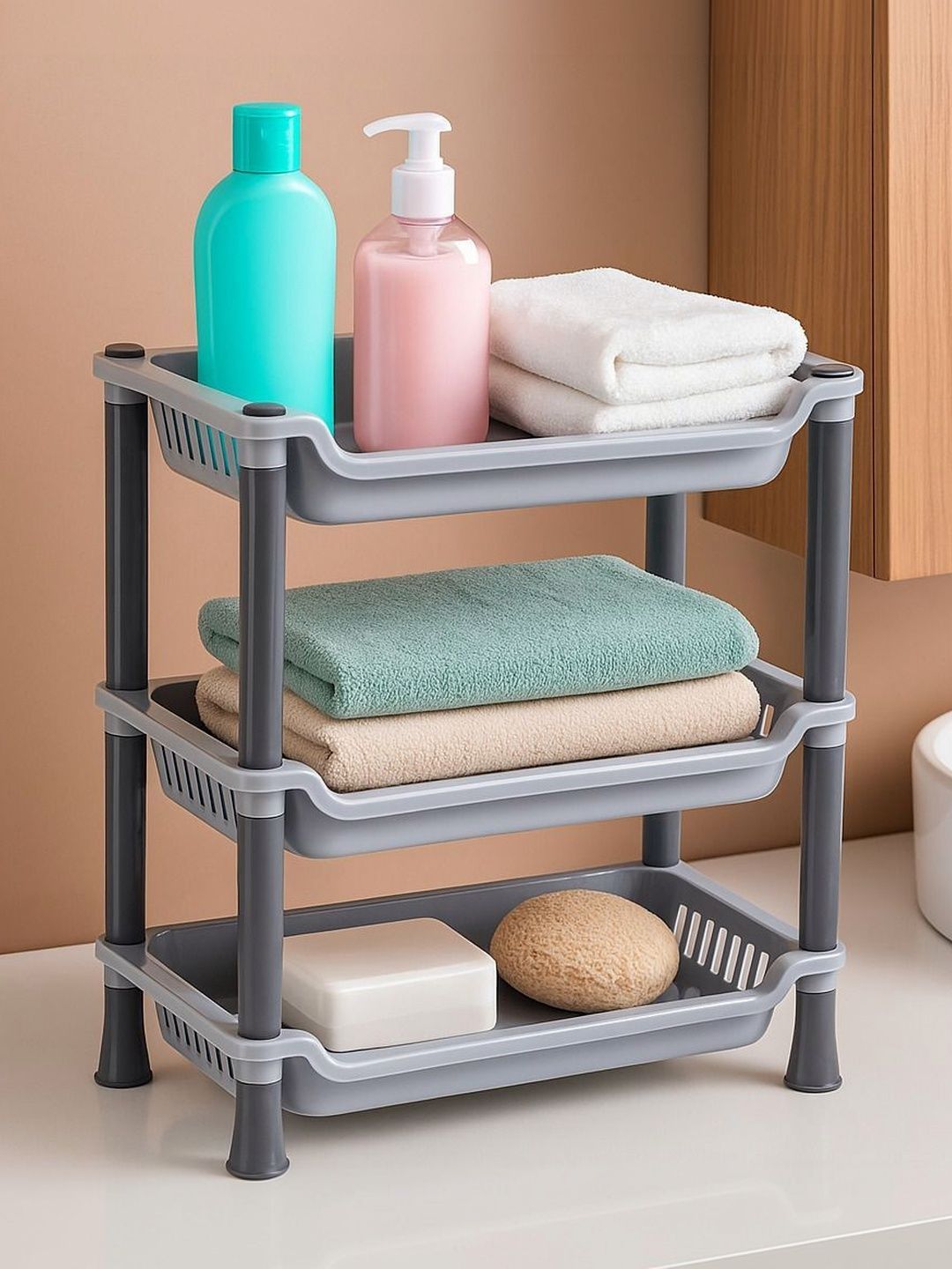 DXDT Grey 3 Layer Basket Trolley-image-19