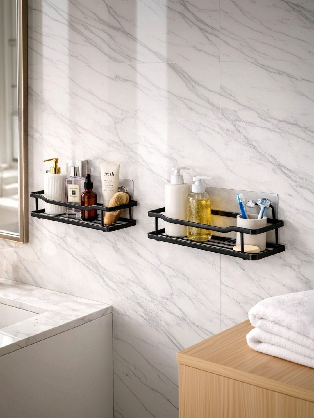 DXDT 2Pcs Black Wall Mounted Storage Rack-image-5