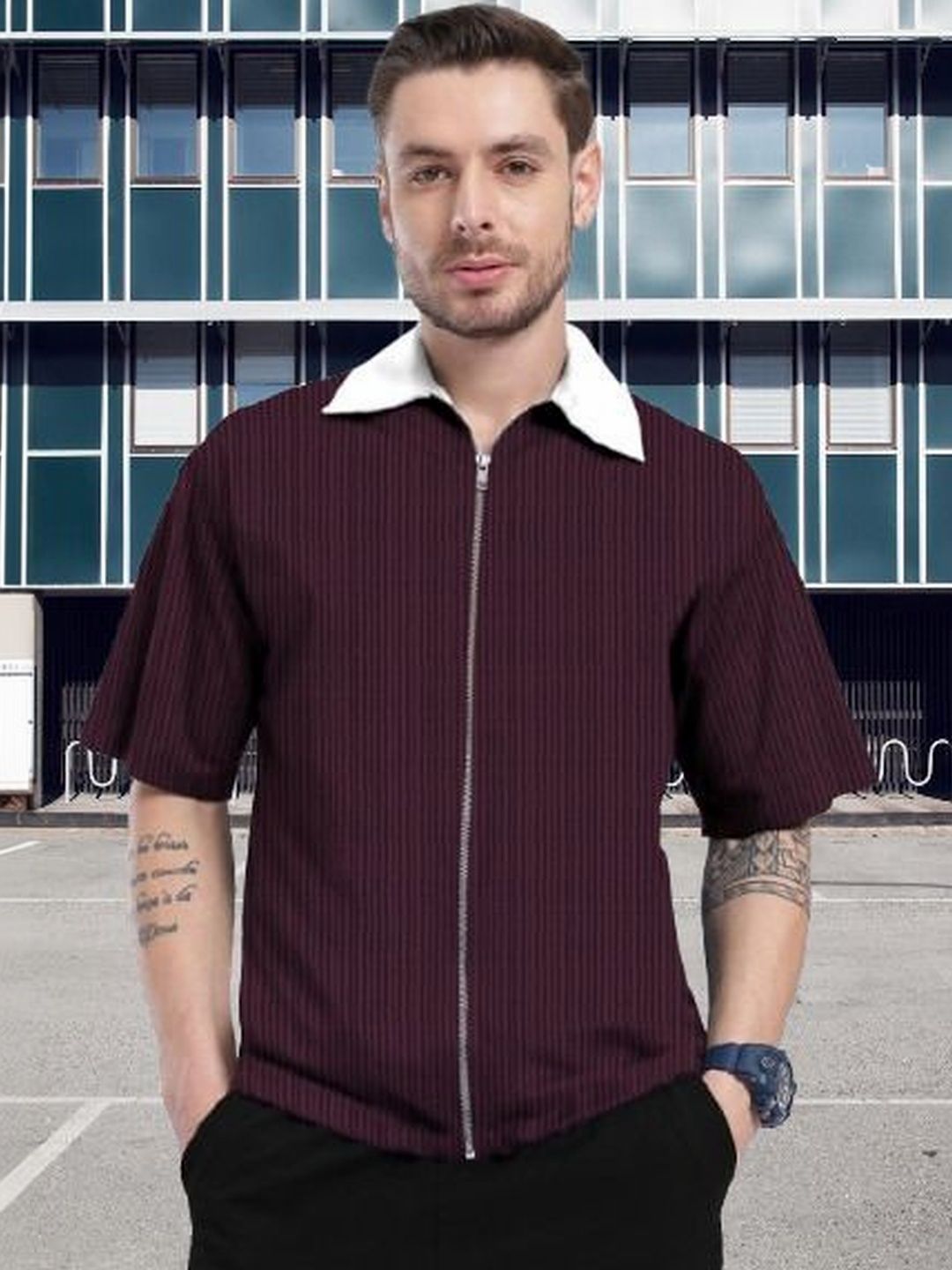 HOODLER Men Polo Collar T-shirt-image-42
