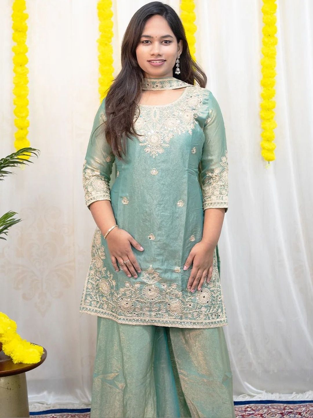 Laaki Ethnic Motifs Embroidered Mirror Work Pure Cotton Mirror Work Kurti-picture-37