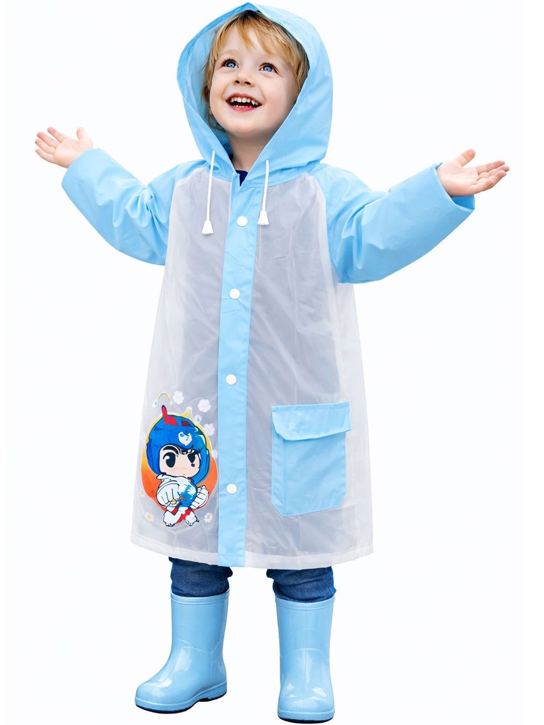 Bold N Elegant Kids Printed Hooded Rain Jacket-picture-15