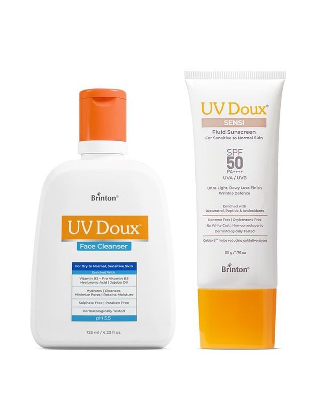 Brinton Set 2 Of UV Doux Face Cleanser - 125 ml & Face Sunscreen SPF 50 - 50 g-image-0