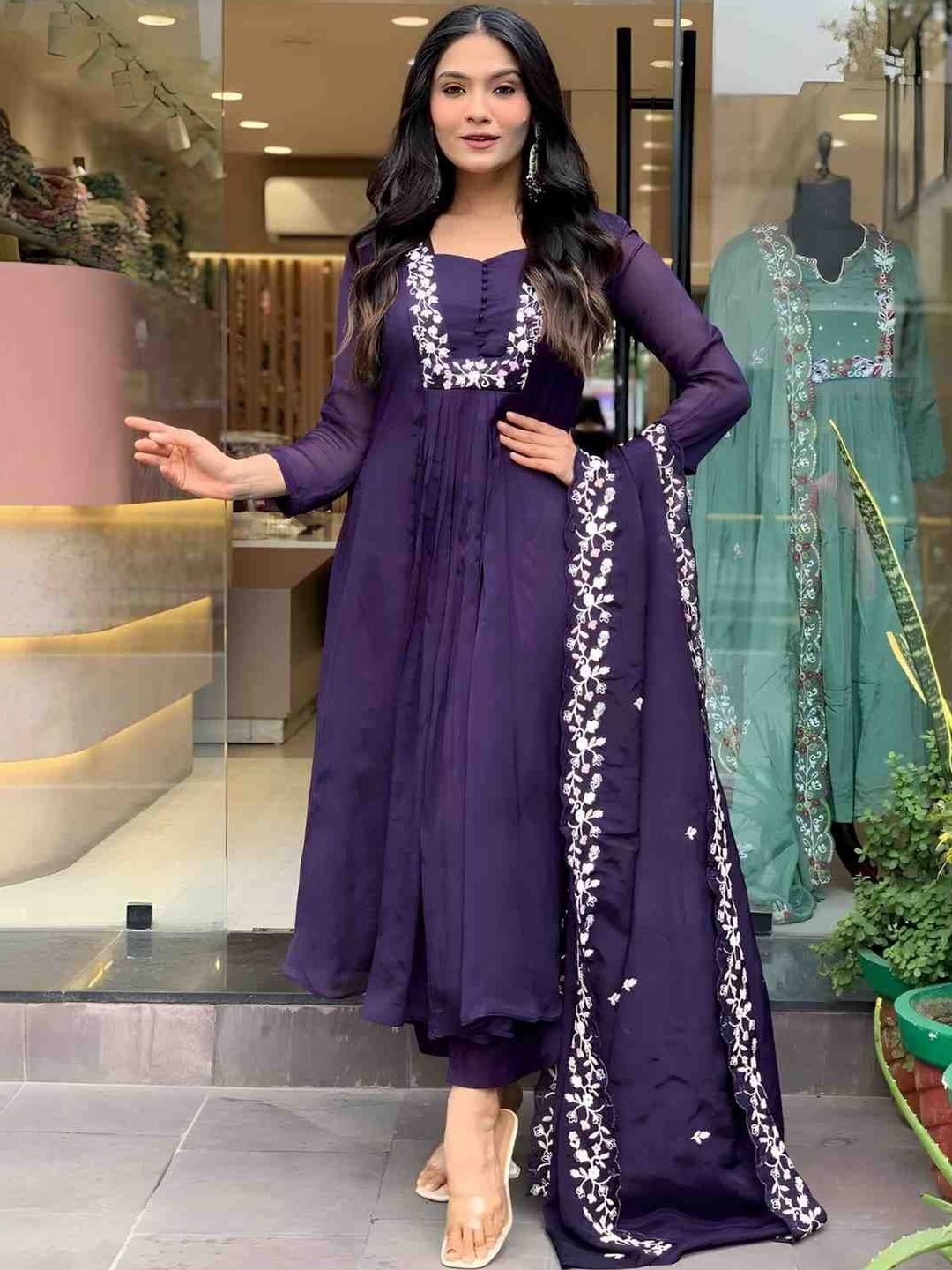 Moda Rapido Women Ethnic Motifs Embroidered Panelled Thread Work Kurta with Trousers & With Dupatta-picture-54