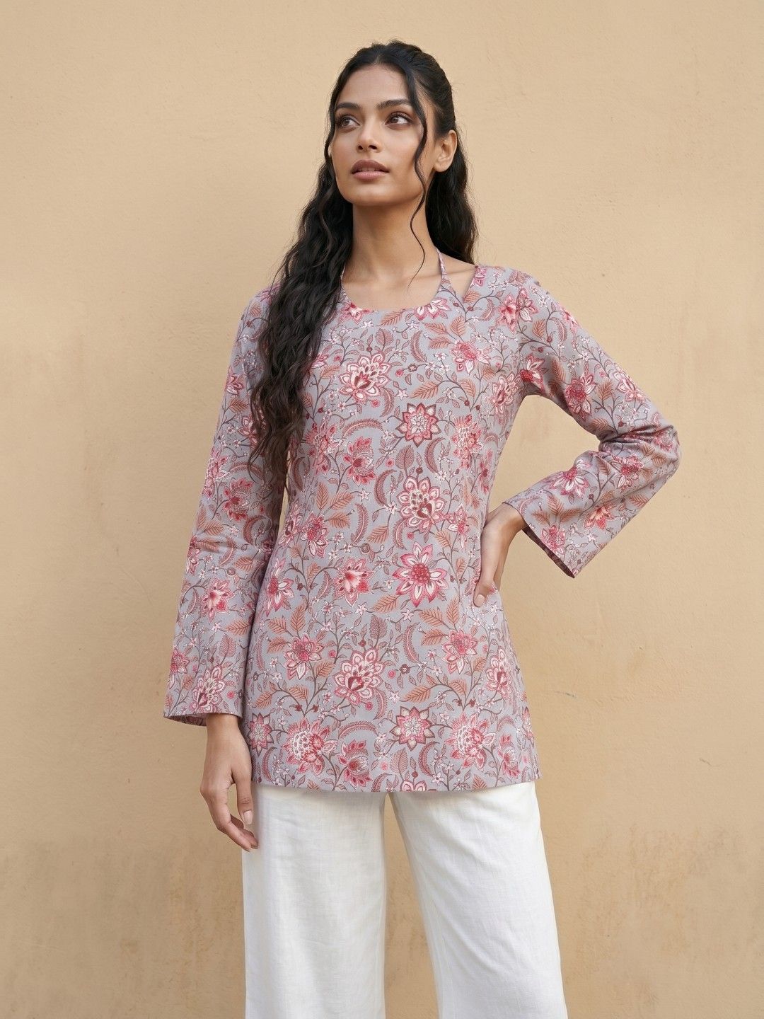 fusion by glitchez Floral Printed Flared Sleeves Kurti-picture-46