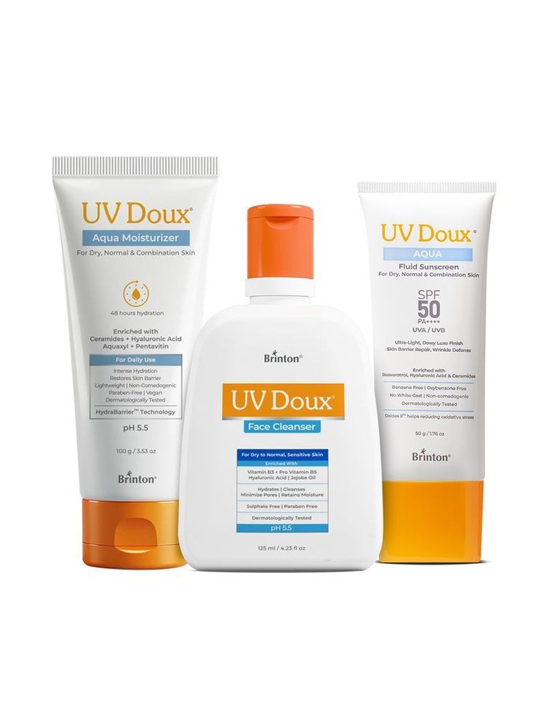 Brinton Set Of 3 UV Doux Oc Face Cleanser -125 ml, Moisturizer-100g & Face Sunscreen -50 g-image-26