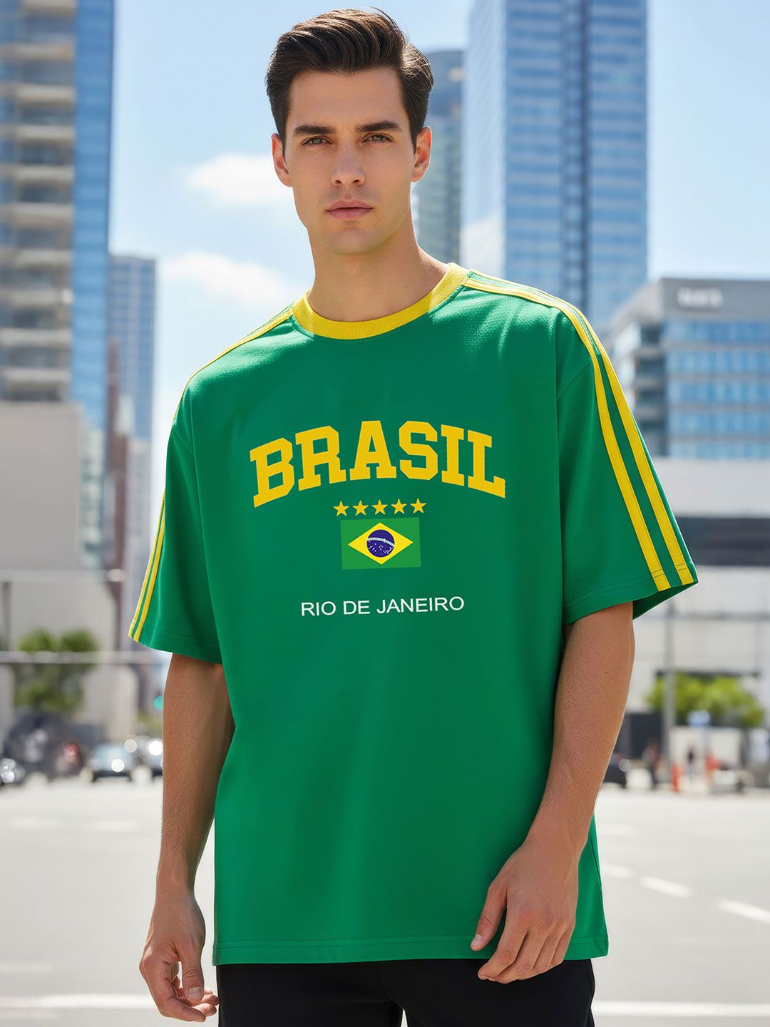 TOM MILTON Man Green Round Neck Half Sleeve Oversized Net Folding Tshirt-picture-20