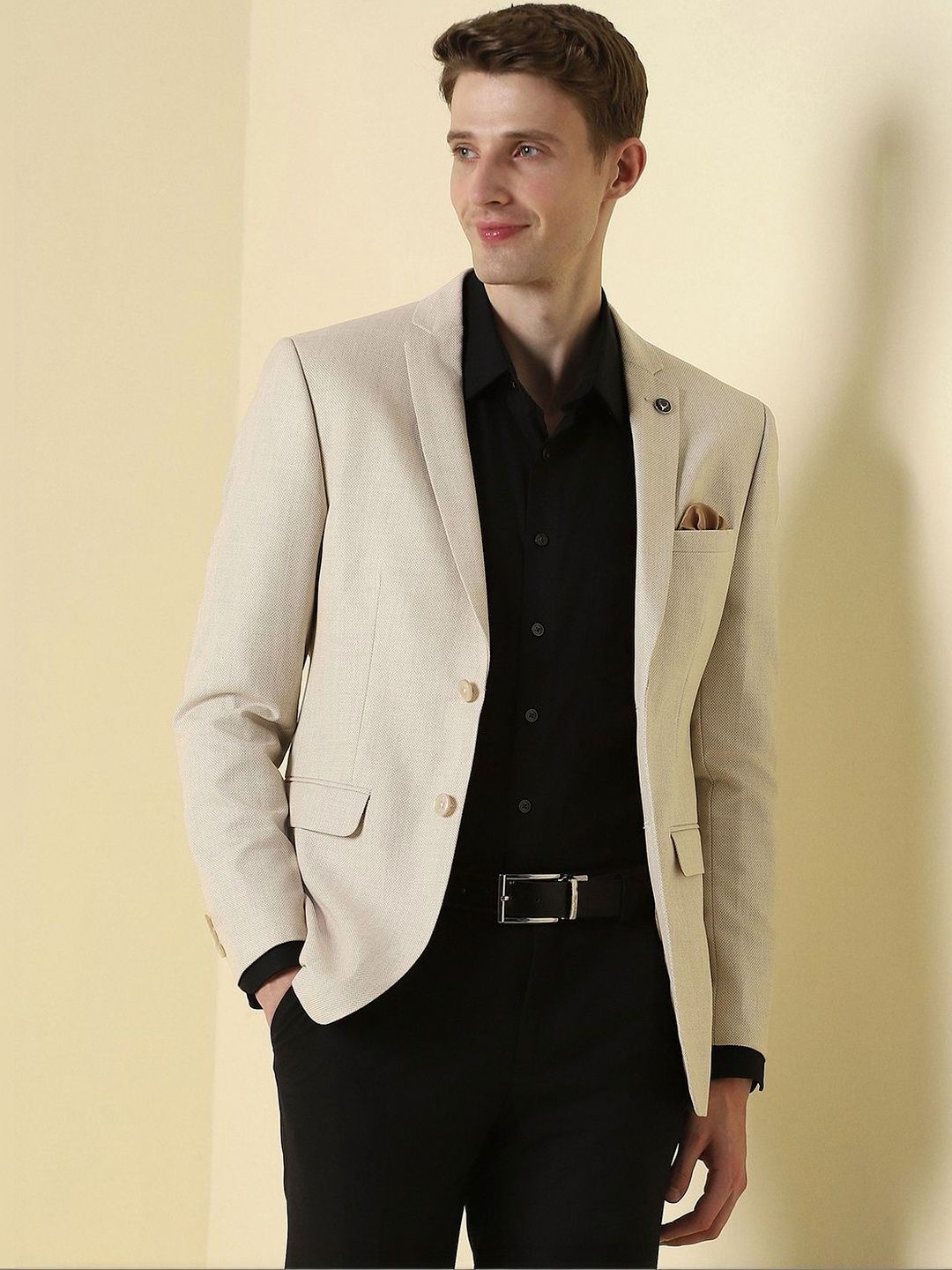 Allen Solly Notched Lapel Single-Breasted Slim Fit Formal Blazers-picture-26