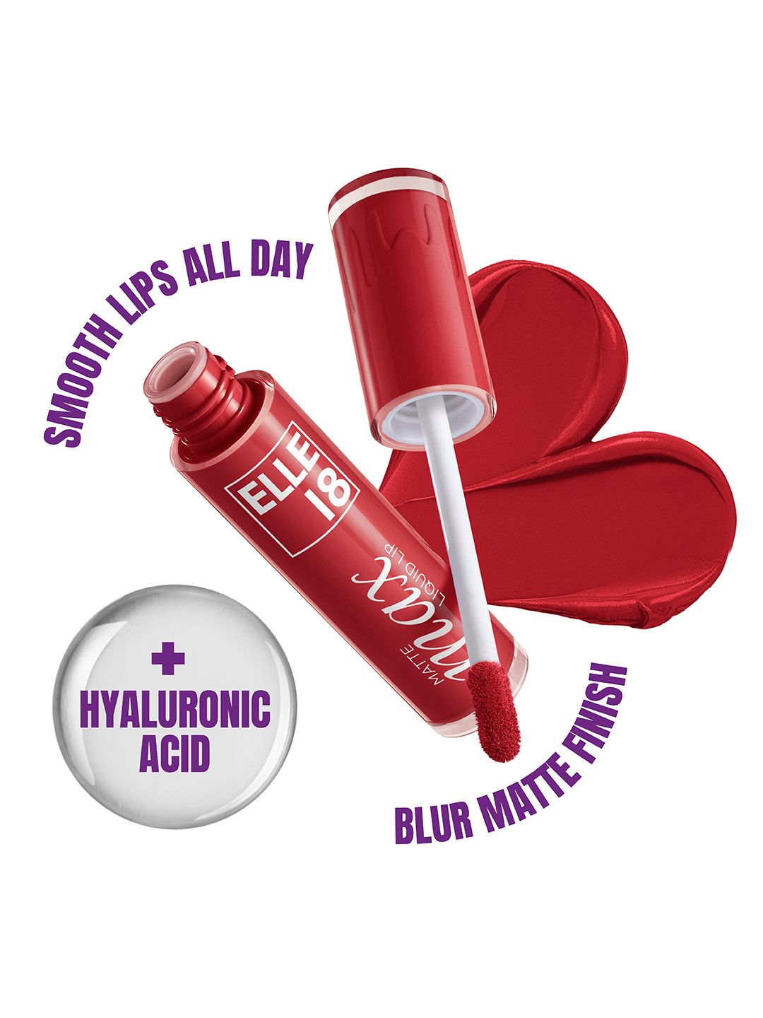 Elle18 Matte Max Transferproof Liquid Lipstick - Red Riot-image-49