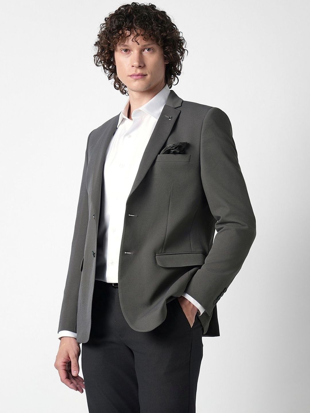 Van Heusen Notched Lapel Single-Breasted Super Slim Fit Formal Blazers-picture-33