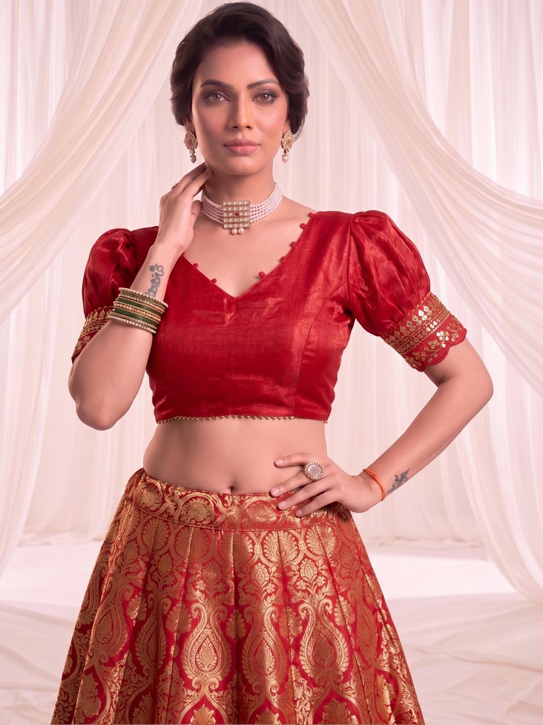 Clothaberry Woven Design Zari Saree Blouse-image-42