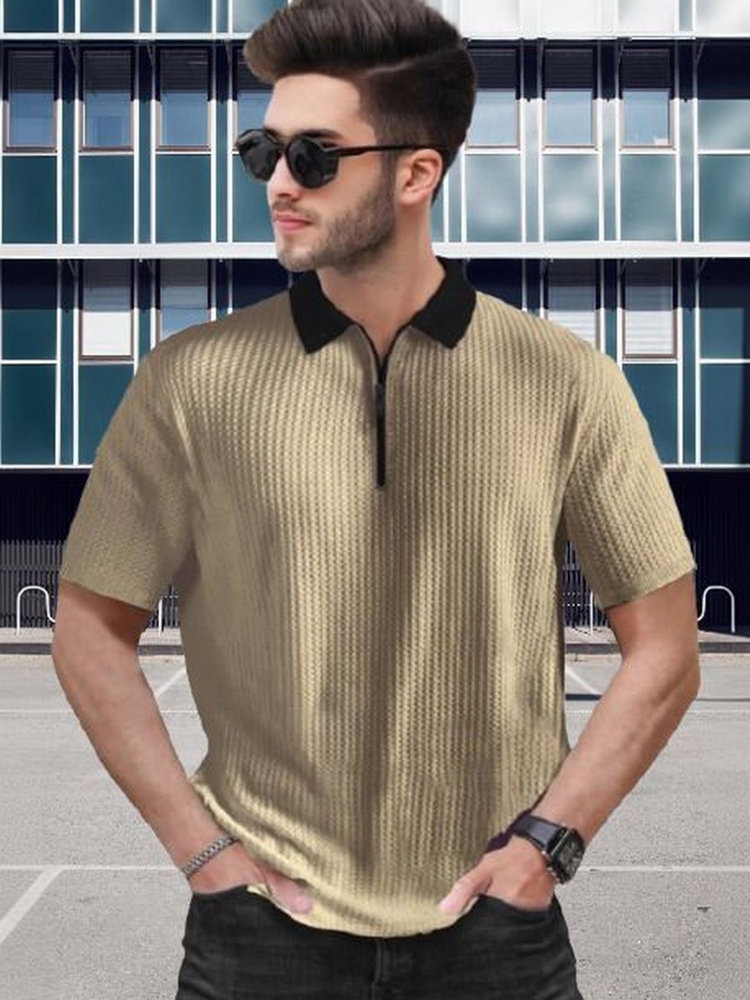 HOODLER Men Polo Collar T-shirt-image-40