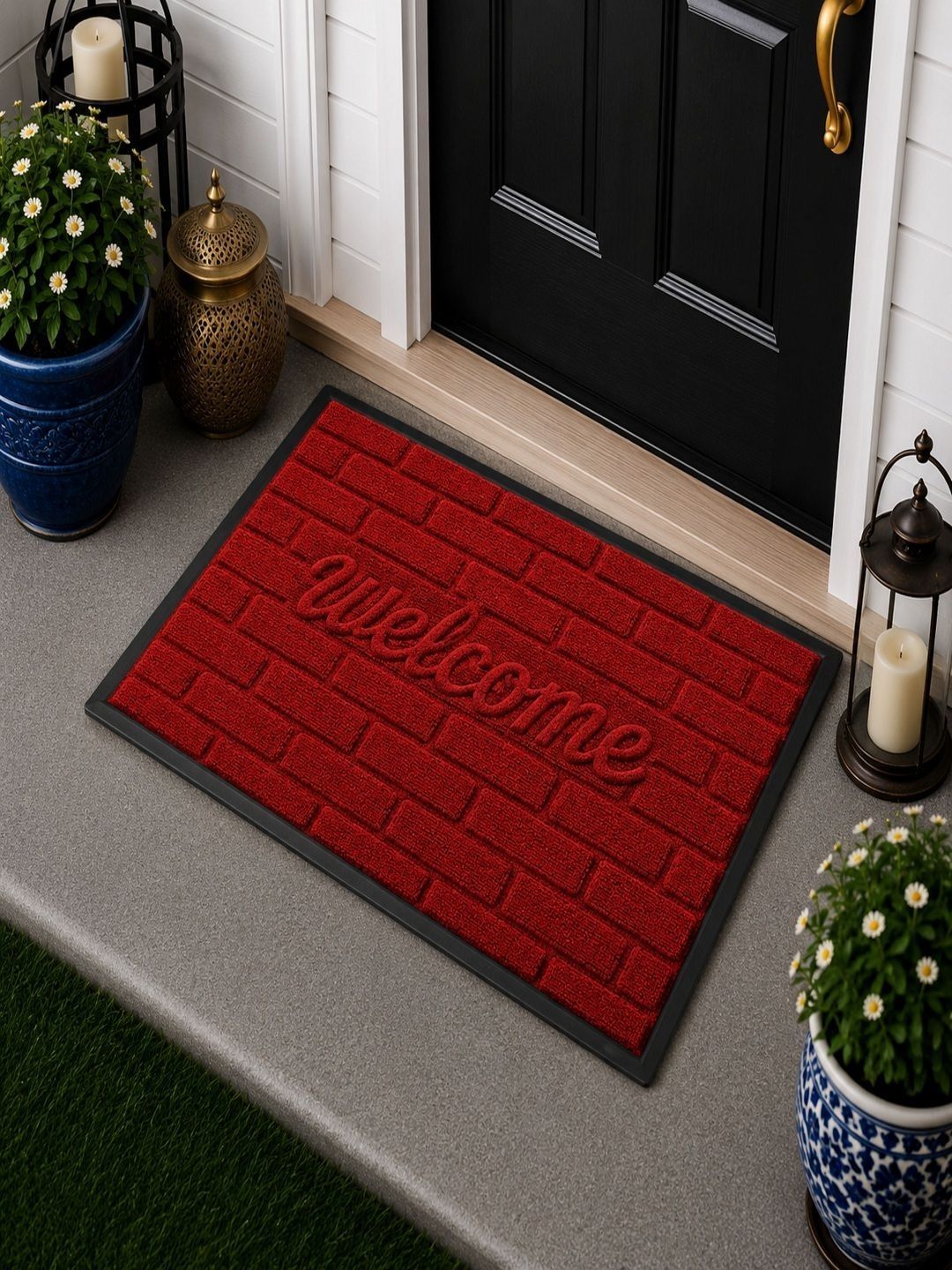 Status Red & Black Striped Super Soft Anti-Slip Doormat-picture-23
