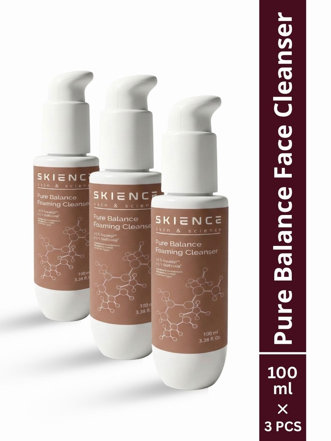SKIENCE Set Of 3 Pure Balance Foaming Cleanser - 100 ml Each-picture-15