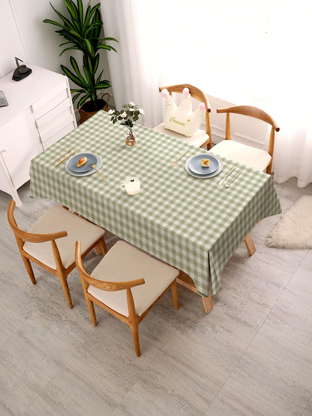 SIMPLYCURTAINS White Geometric Printed Anti-Slip 6-Seater Table Cover-picture-26