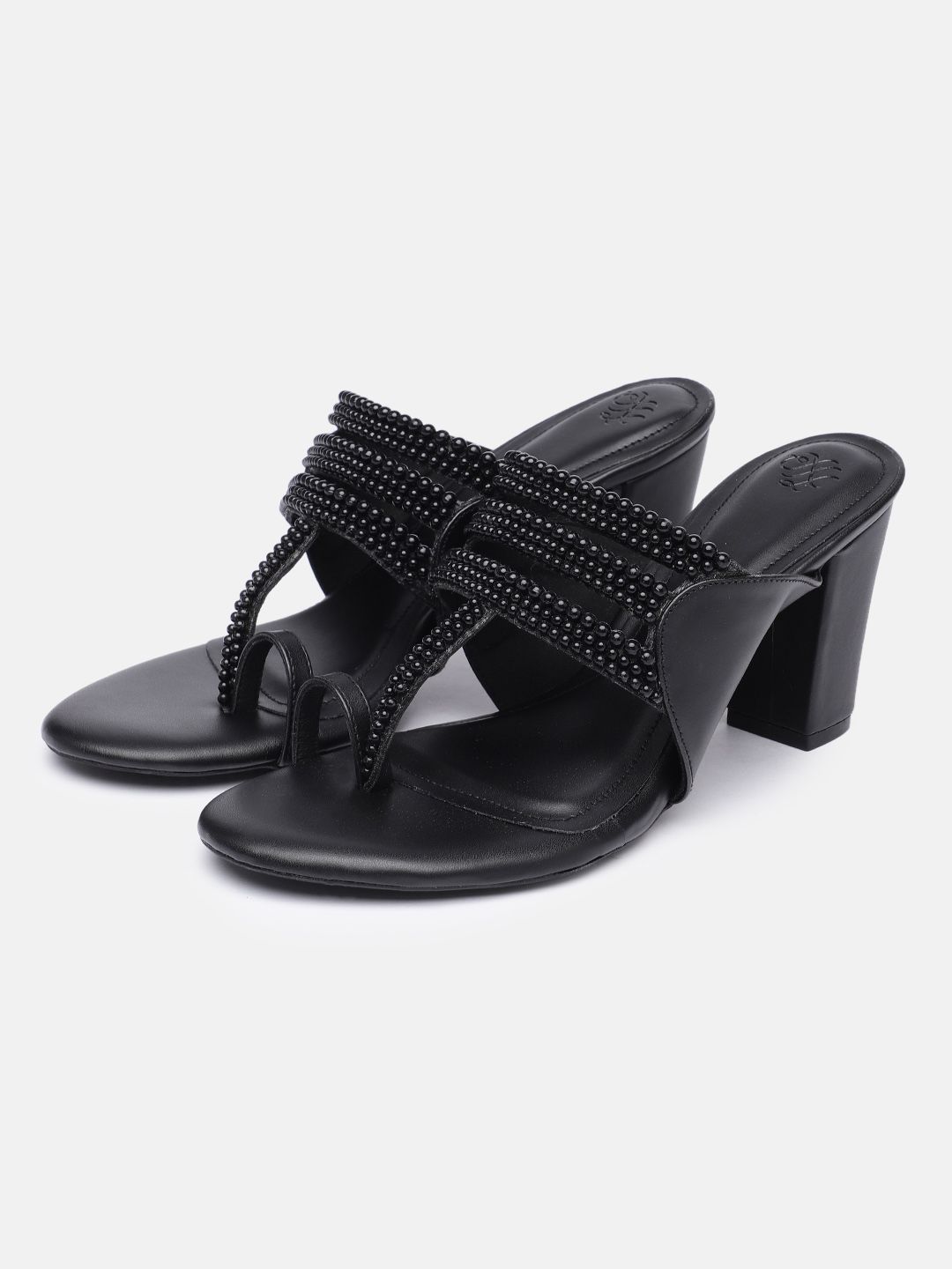 House of Pataudi Embellished Block Heeled Sandals-picture-57