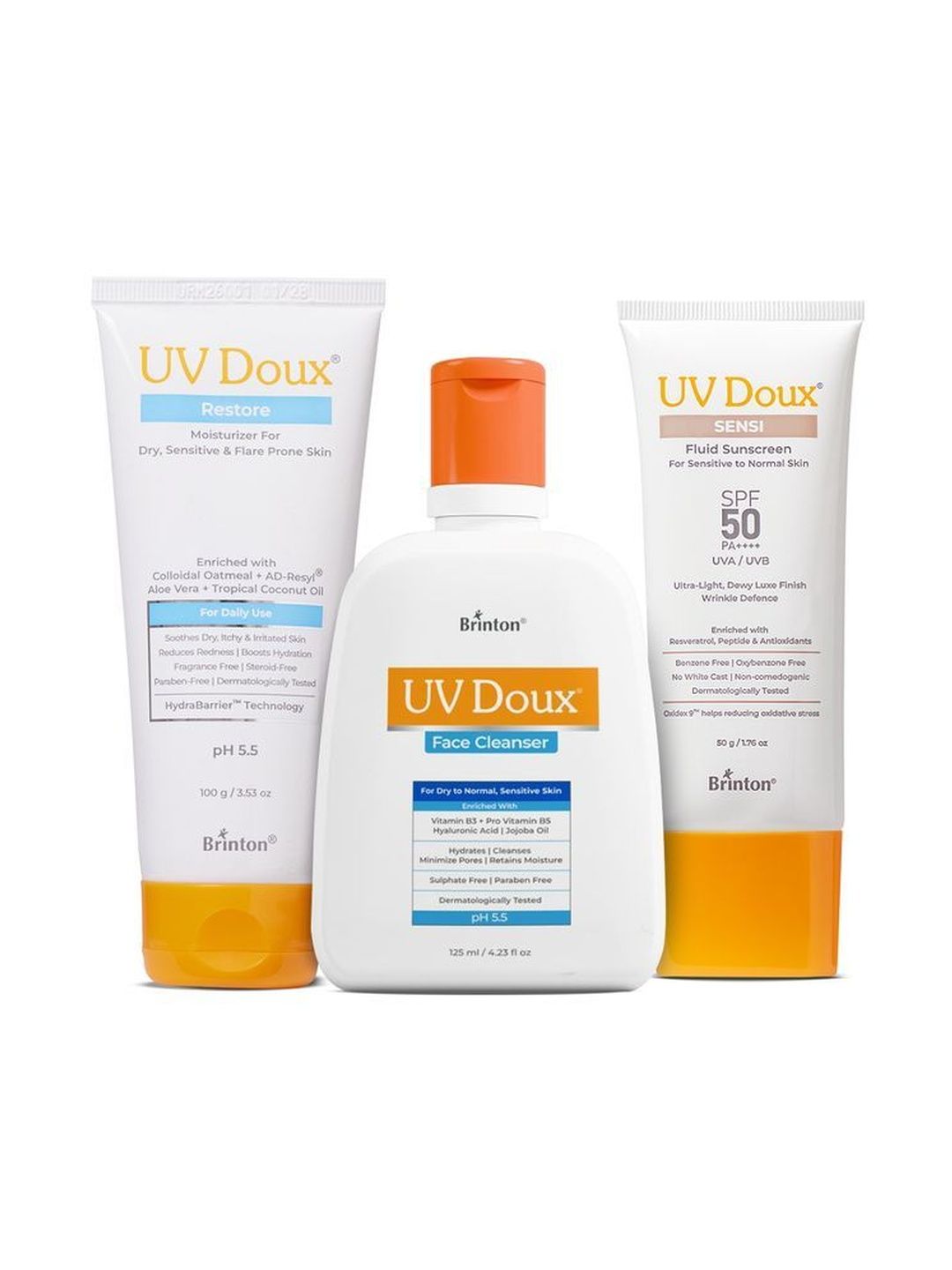 Brinton Set Of 3 UV Doux Oc Face Cleanser -125 ml, Moisturizer-100g & Face Sunscreen -50 g-picture-54