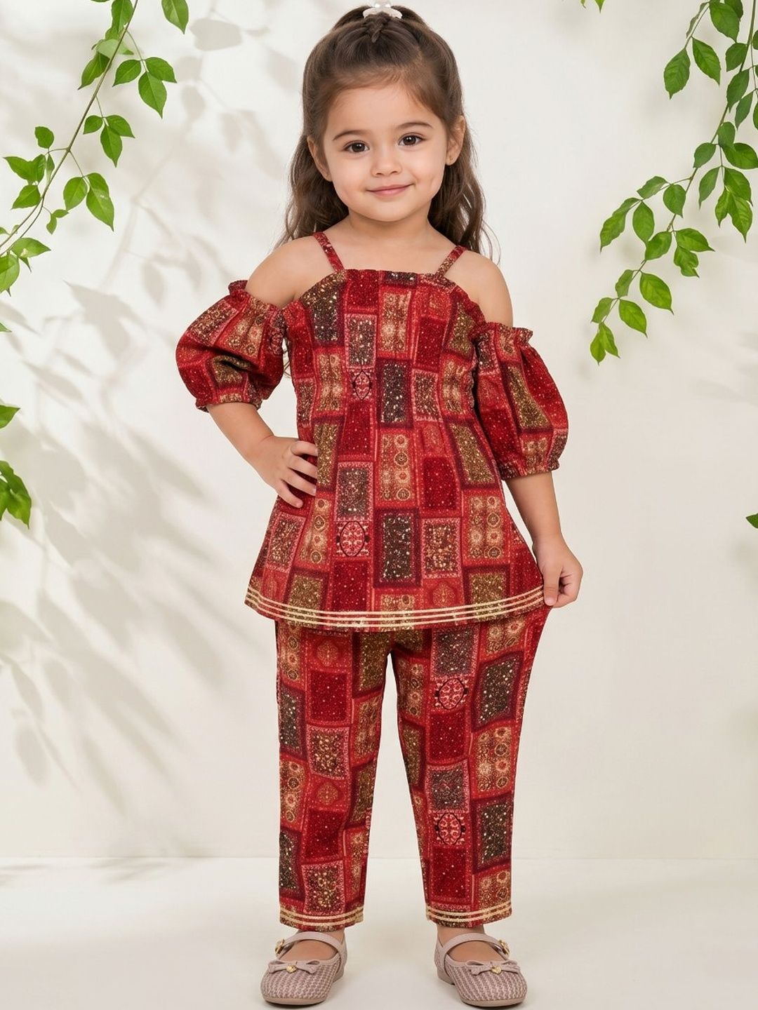 Readiprint Girls Ethnic Motifs Printed Regular Kurti with Trousers-picture-10